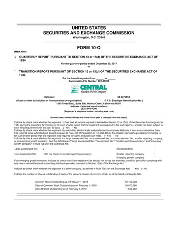 Vorschaubild Central Garden & Pet 10-Q Quartalsbericht 2018 