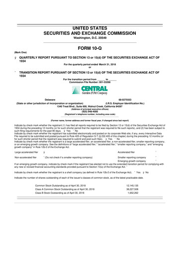 Vorschaubild Central Garden & Pet 10-Q Quartalsbericht 2018 