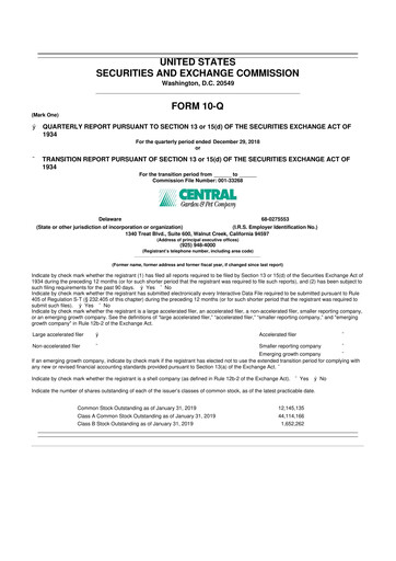 Vorschaubild Central Garden & Pet 10-Q Quartalsbericht 2019 