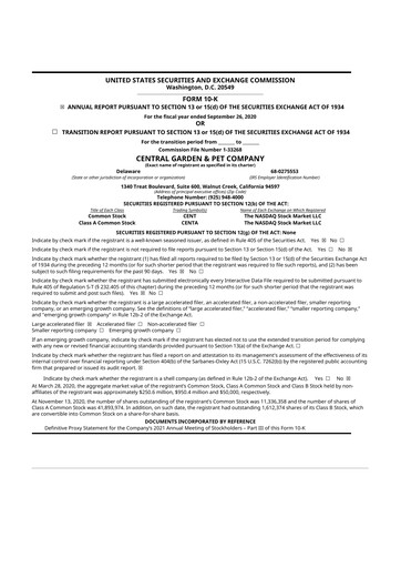 Thumbnail Central Garden & Pet 10-K Annual Report 2020