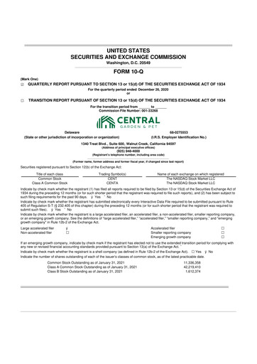 Vorschaubild Central Garden & Pet 10-Q Quartalsbericht 2021 