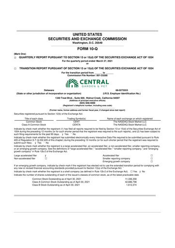 Vorschaubild Central Garden & Pet 10-Q Quartalsbericht 2021 