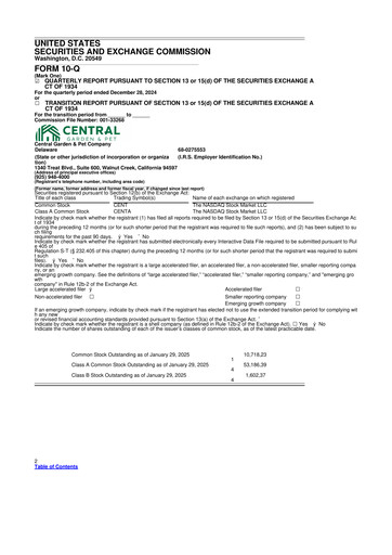 Vorschaubild Central Garden & Pet 10-Q Quartalsbericht 2025 