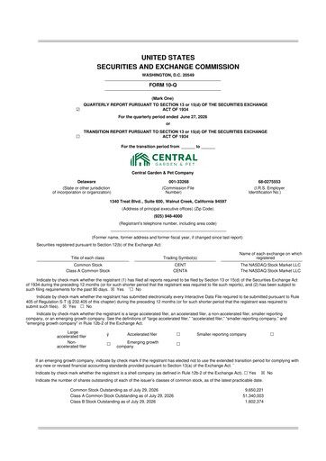 Thumbnail Central Garden & Pet 10-Q Quarterly Report FY2026 