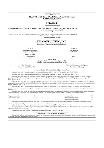 Thumbnail FTI Consulting 10-K Annual Report 2017