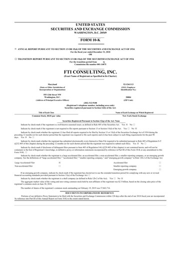 Thumbnail FTI Consulting 10-K Annual Report 2018