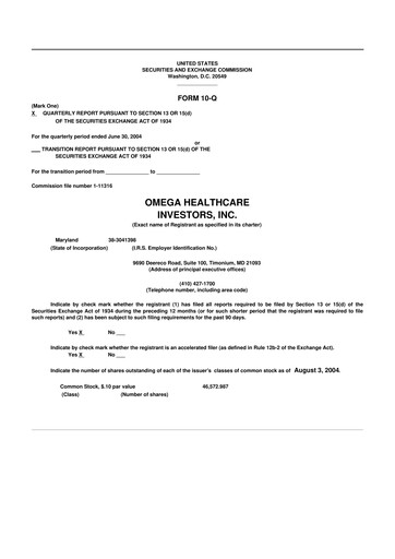 Thumbnail Omega Healthcare Investors 10-Q Quarterly Report FY 