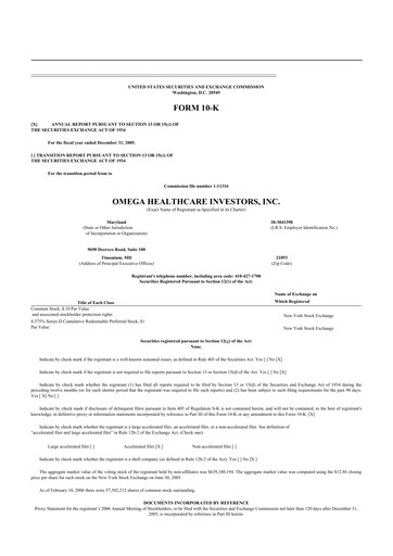 Thumbnail Omega Healthcare Investors 10-K Annual Report 