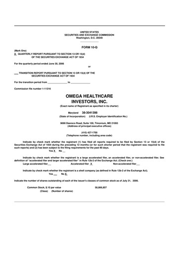 Thumbnail Omega Healthcare Investors 10-Q Quarterly Report FY 