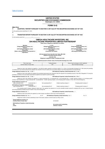 Thumbnail Omega Healthcare Investors 10-Q Quarterly Report FY 