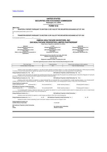 Thumbnail Omega Healthcare Investors 10-Q Quarterly Report FY 