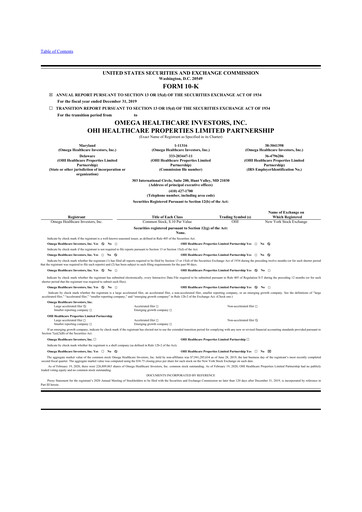 Thumbnail Omega Healthcare Investors 10-K Annual Report 