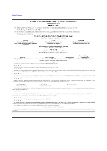 Thumbnail Omega Healthcare Investors 10-K Annual Report 2020