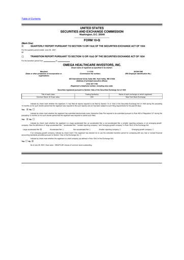 Thumbnail Omega Healthcare Investors 10-Q Quarterly Report FY2021 