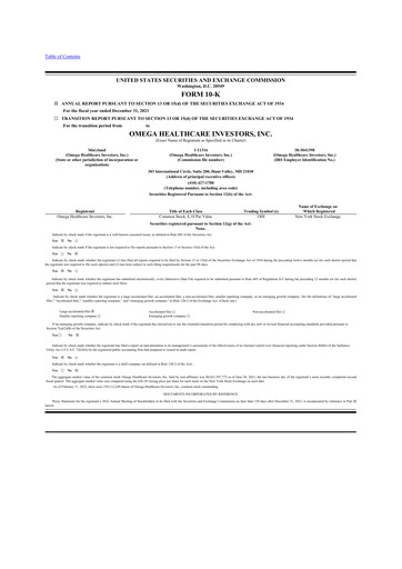 Thumbnail Omega Healthcare Investors 10-K Annual Report 2021