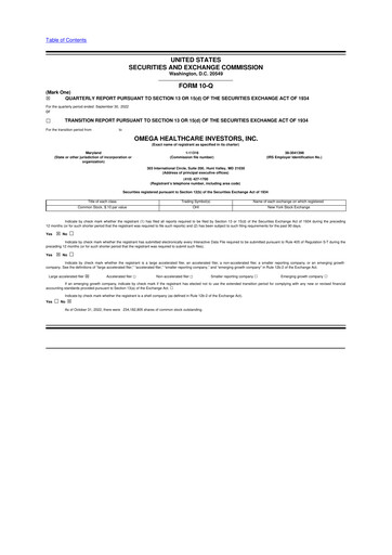 Thumbnail Omega Healthcare Investors 10-Q Quarterly Report FY2022 