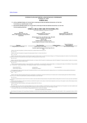 Thumbnail Omega Healthcare Investors 10-K Annual Report 2022