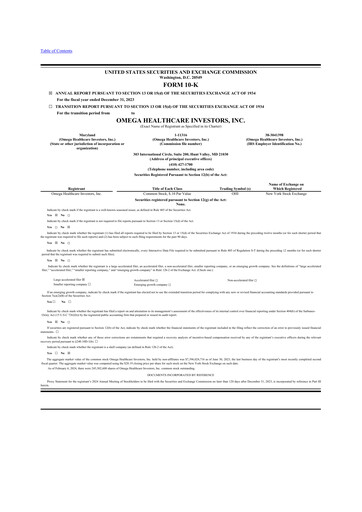 Thumbnail Omega Healthcare Investors 10-K Annual Report 2023