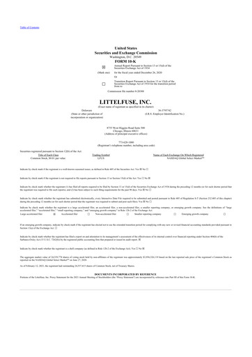 Thumbnail Littelfuse 10-K Annual Report 2020