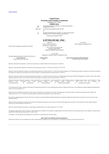 Thumbnail Littelfuse 10-K Annual Report 2024