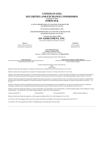 Thumbnail ASGN 10-K Annual Report 2012