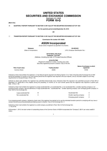 Thumbnail ASGN 10-Q Quarterly Report FY2019 
