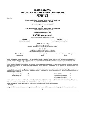 Thumbnail ASGN 10-Q Quarterly Report FY2020 