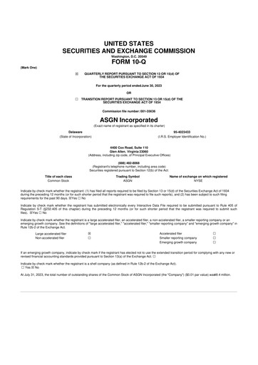 Thumbnail ASGN 10-Q Quarterly Report FY2023 