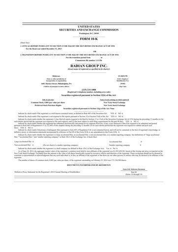 Thumbnail Radian Group
 10-K Annual Report 2013