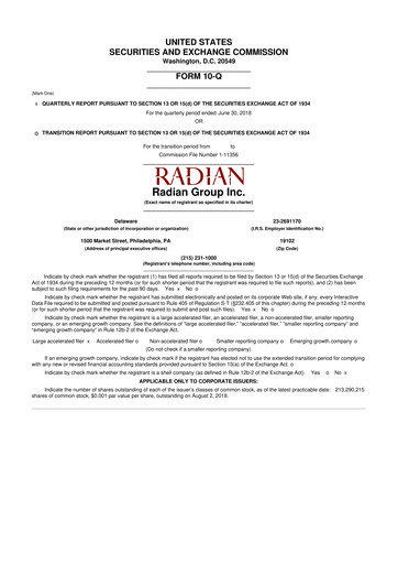 Thumbnail Radian Group
 10-Q Quarterly Report FY2018 