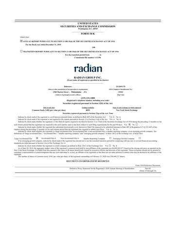 Thumbnail Radian Group
 10-K Annual Report 2019