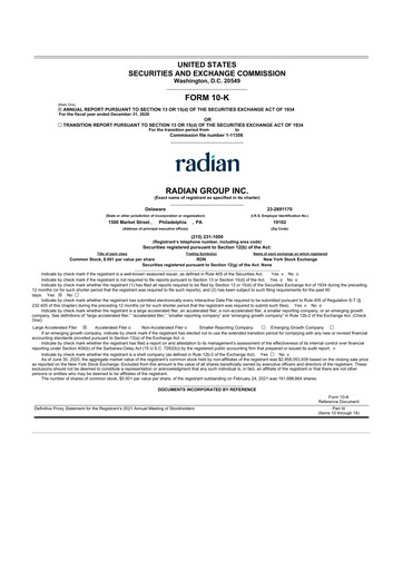 Thumbnail Radian Group
 10-K Annual Report 2020
