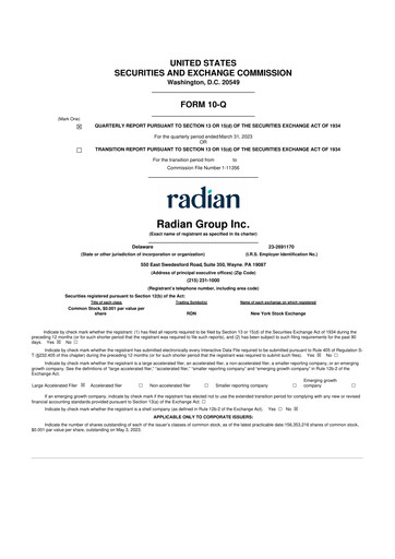 Thumbnail Radian Group
 10-Q Quarterly Report FY2023 
