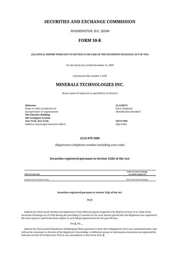 Thumbnail Minerals Technologies 10-K Annual Report 