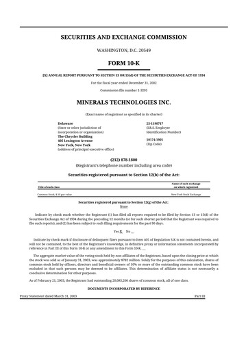 Thumbnail Minerals Technologies 10-K Annual Report 