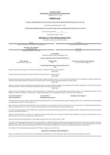 Thumbnail Minerals Technologies 10-K Annual Report 2023