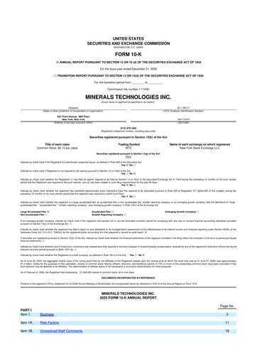 Thumbnail Minerals Technologies 10-K Annual Report 2025