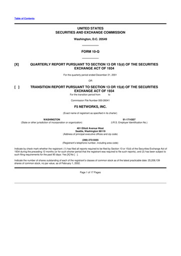 Vorschaubild F5 10-Q Quartalsbericht  