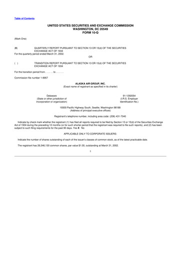 Thumbnail Alaska Airlines
 10-Q Quarterly Report FY 