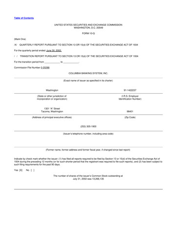 Thumbnail Columbia Banking System 10-Q Quarterly Report FY 