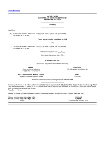 Thumbnail Lithia Motors 10-Q Quarterly Report FY 