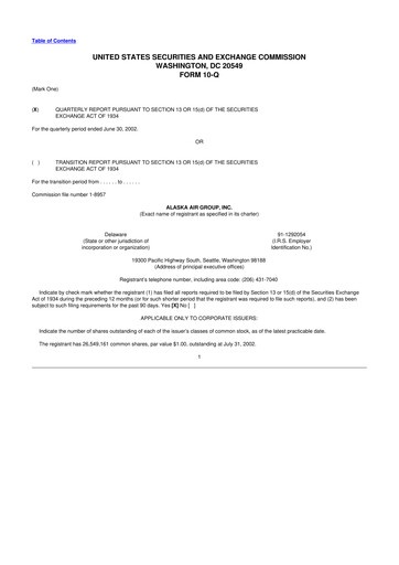 Thumbnail Alaska Airlines
 10-Q Quarterly Report FY 