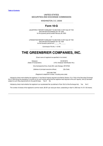 Thumbnail The Greenbrier Companies
 10-Q Quarterly Report FY 