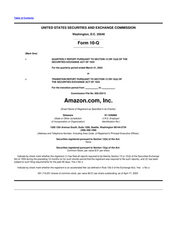 Thumbnail Amazon 10-Q Quarterly Report FY 