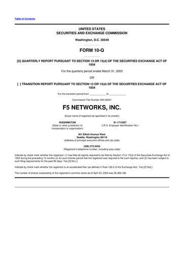 Vorschaubild F5 10-Q Quartalsbericht  