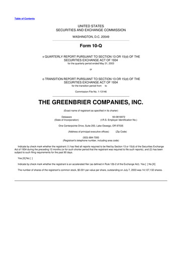 Thumbnail The Greenbrier Companies
 10-Q Quarterly Report FY 