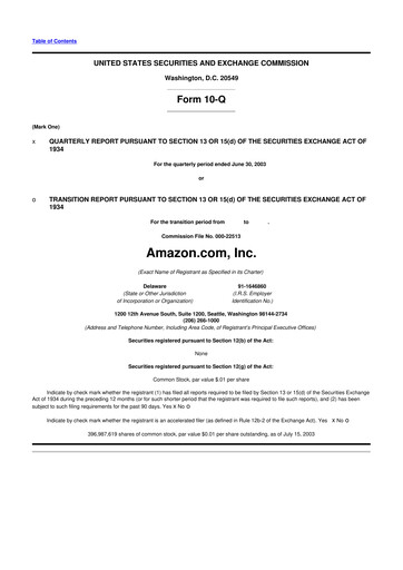 Thumbnail Amazon 10-Q Quarterly Report FY 