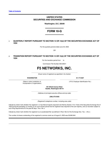 Vorschaubild F5 10-Q Quartalsbericht  