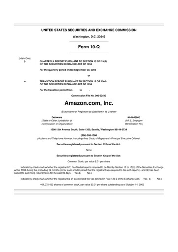 Thumbnail Amazon 10-Q Quarterly Report FY 