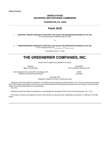 Thumbnail The Greenbrier Companies
 10-Q Quarterly Report FY 